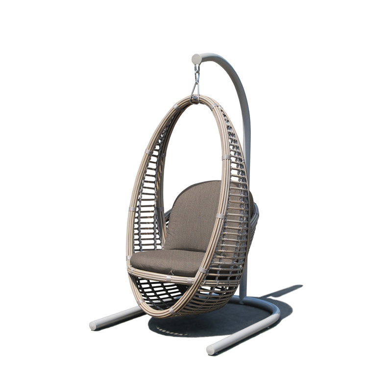 Heri Porch Swing with Stand, Kubu Mushroom, Canvas Taupe Sunbrella® Canvas