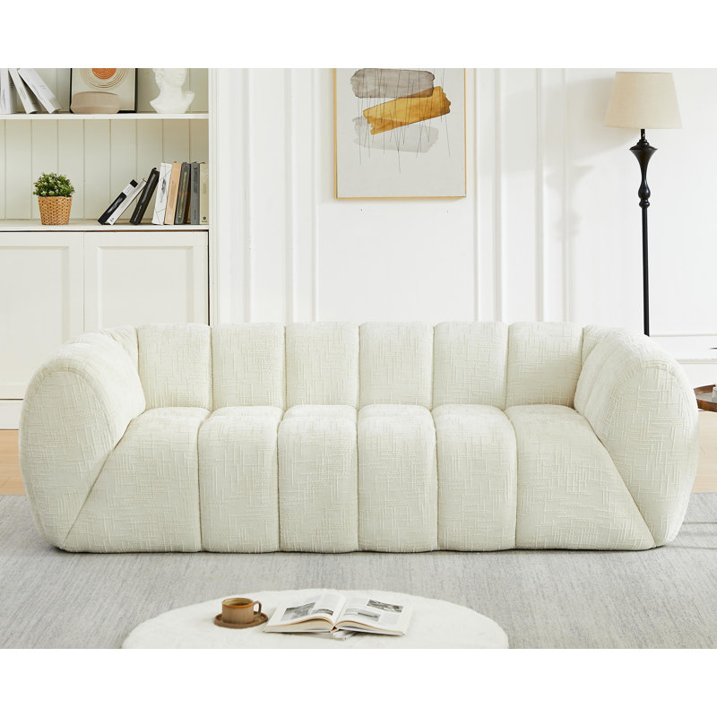 Canapé moderne matelassé en nuage, canapé en mousse pure chenille à assise profonde, canapé moderne confortable à trois places