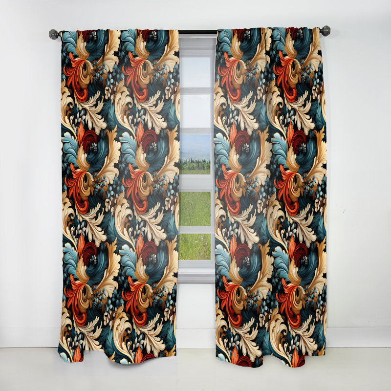 Cultural Treasures Paisley Pattern - Floral Curtain - Room Darkening Floral Curtain - 1 Panels, 52" W x 108" L