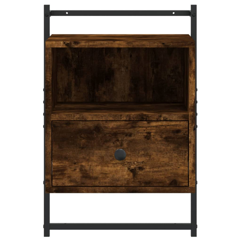 40cm W Manufactured Wood Bedside Table, Smoked Oak