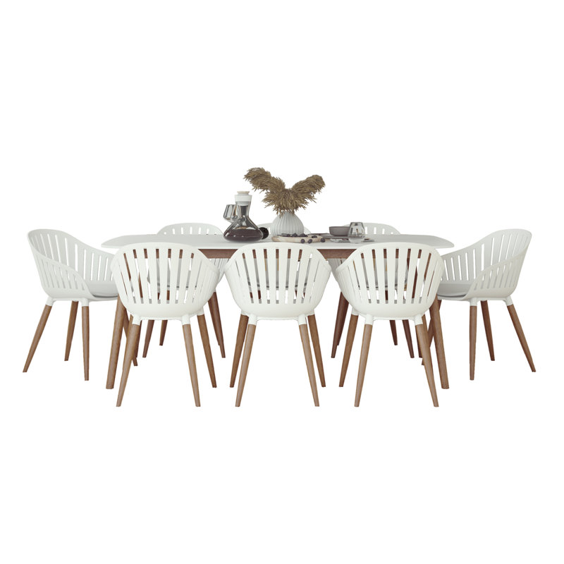 Alyisa Four Leg Dining Set, 9 Pieces: 1 Table, 8 Chairs