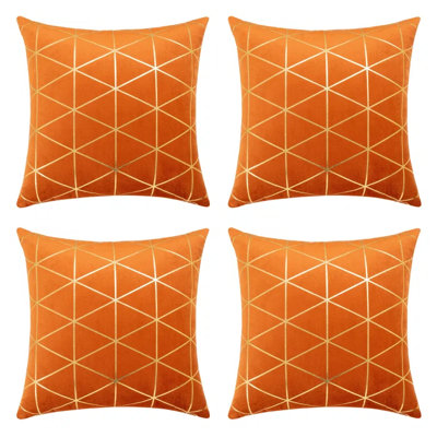 Ensemble de 4 coussins décoratifs dorés en velours (insert inclus)