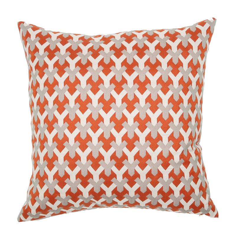 Pomfret Geometric Feather Throw Pillow, Rust