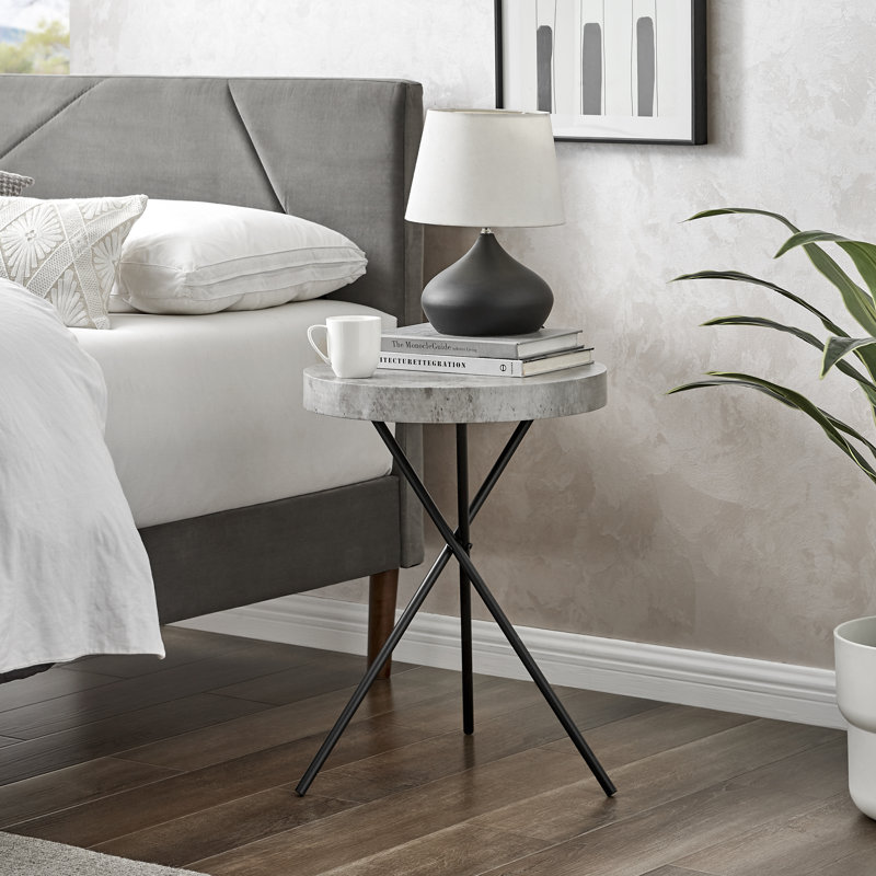 Franda Gray Faux Concrete End Table