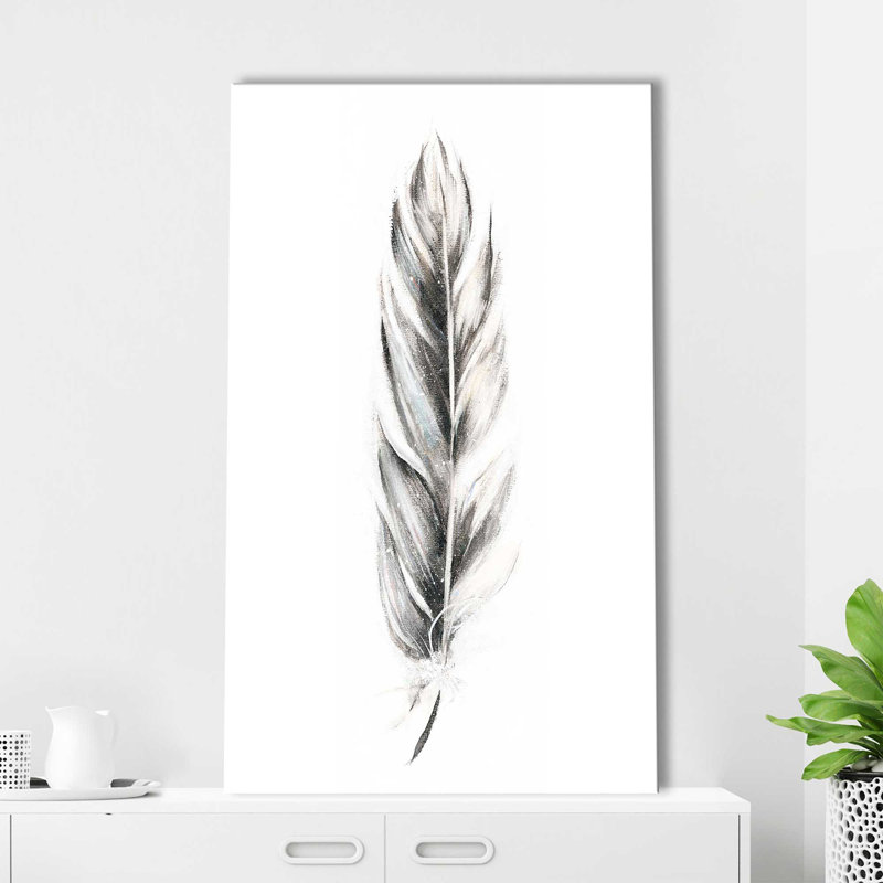Plume fantaisie III - Peinture, L 18 po x H 30 po, Toile tendue