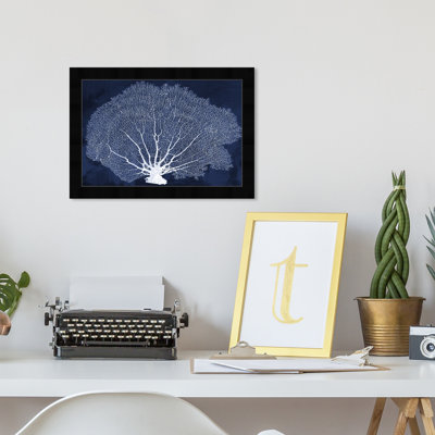 " Nautical And Coastal Coral Fan Cyanotype Marine Life "