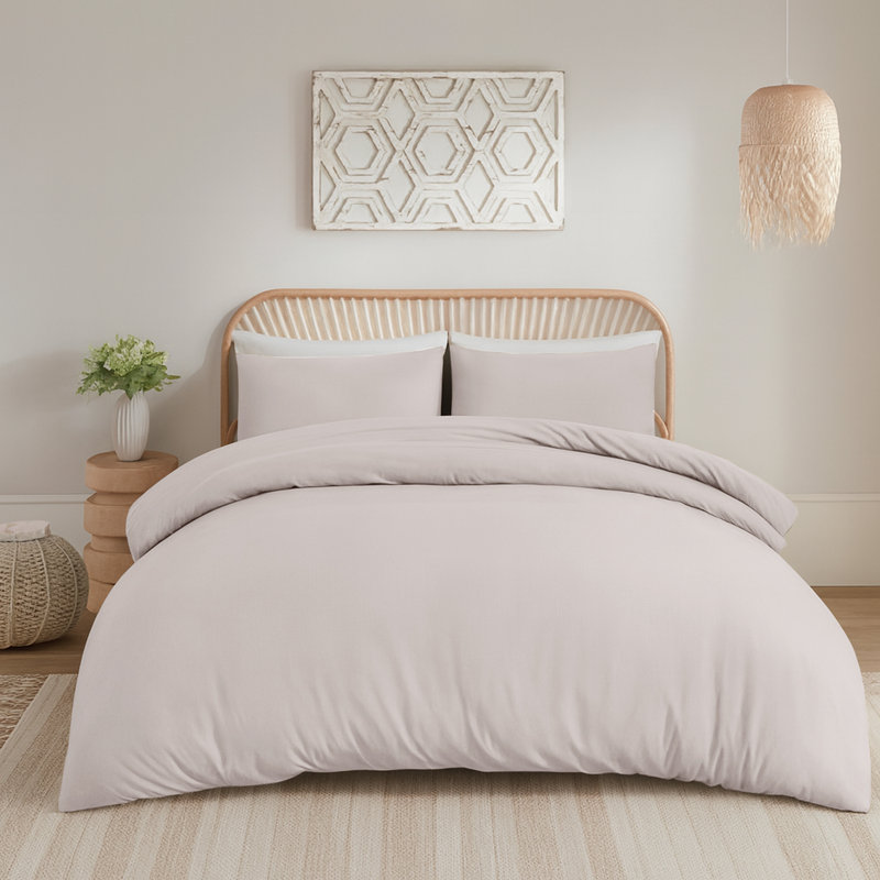 Aspire Homeware Hotel Quality 3 Piece Dyed Duvet Bedding Set with Pillowcases for Soft and Elegant Sleep, Cream