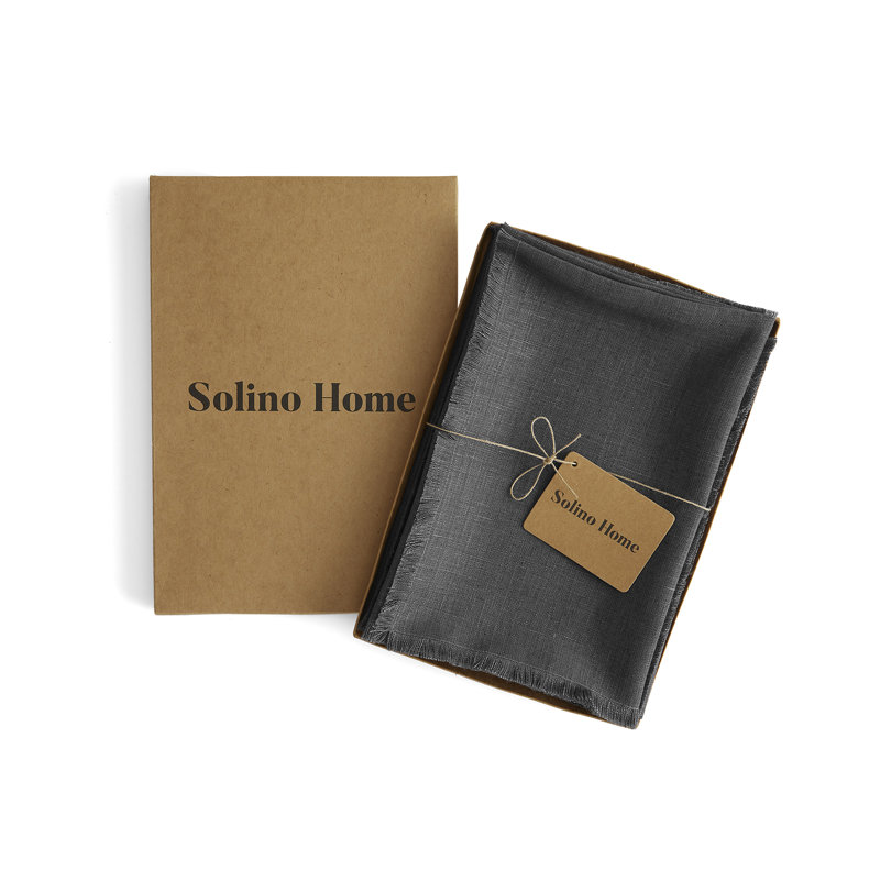 Fringe - 100% Pure Linen Dinner Napkins, Charcoal