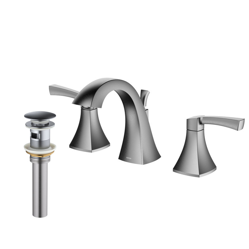 2-handle Bathroom Faucet with Drain Assembly, Stainless Steel