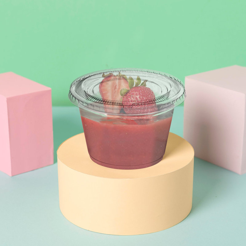 Tasses à portion/soufflé en plastique transparent de 30 ml avec couvercles - 2500 ensembles