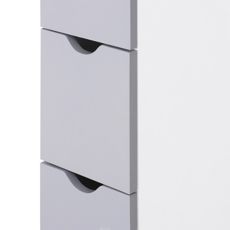 Tayjon Free-Standing Bathroom Cabinet, Slim Bathroom Cabinet, Storage Cabient, White