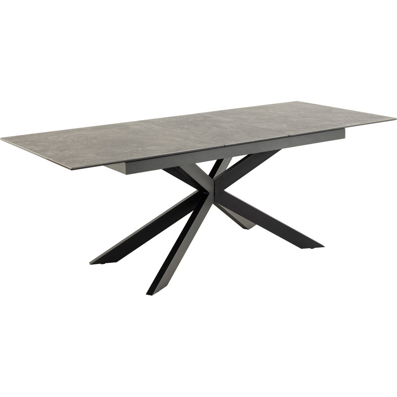 Fiona Extendable Metal Base Dining Table, 76 x 210cm, Gray