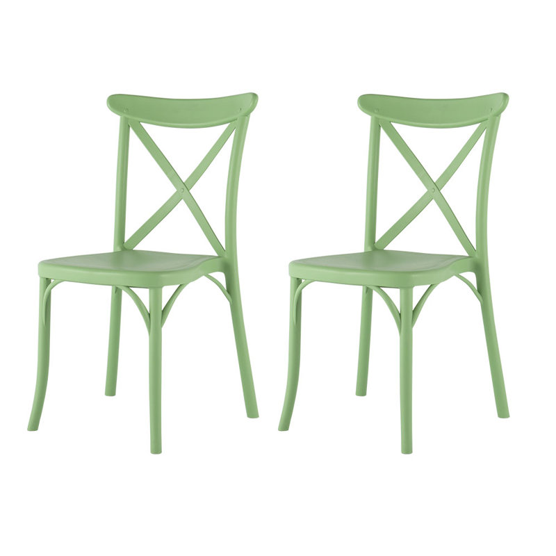 Guthbrand Cross Back Resin Stacking Side Chair, Green