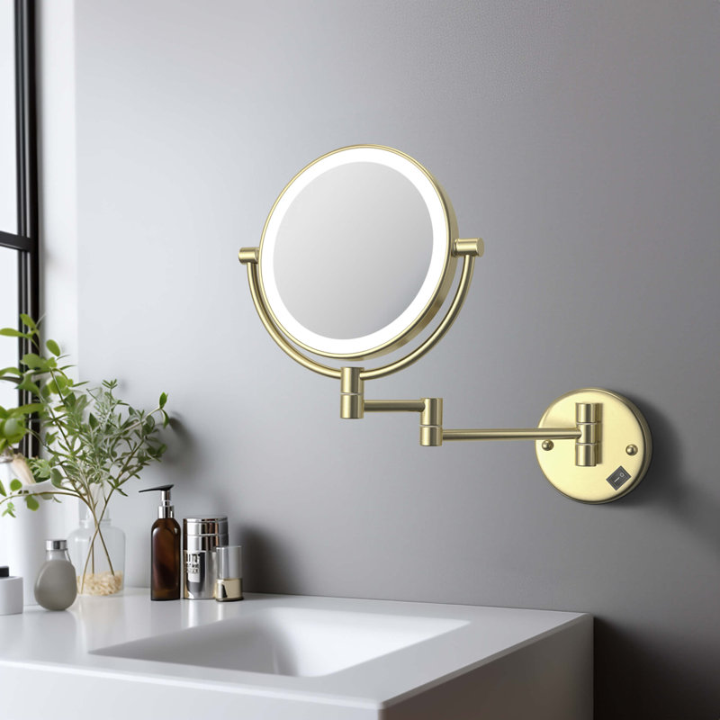 Metal Round Mirror, Brushed Gold