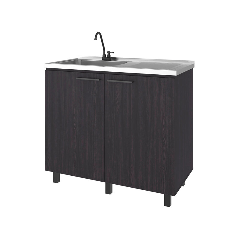 Wenge Gold Utility Sink Cabinet with 2 Doors and 3 Shelf