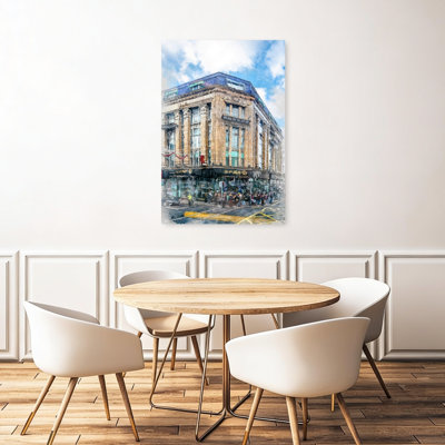 «Bustling City Corner», art contemporain abstrait, art mural