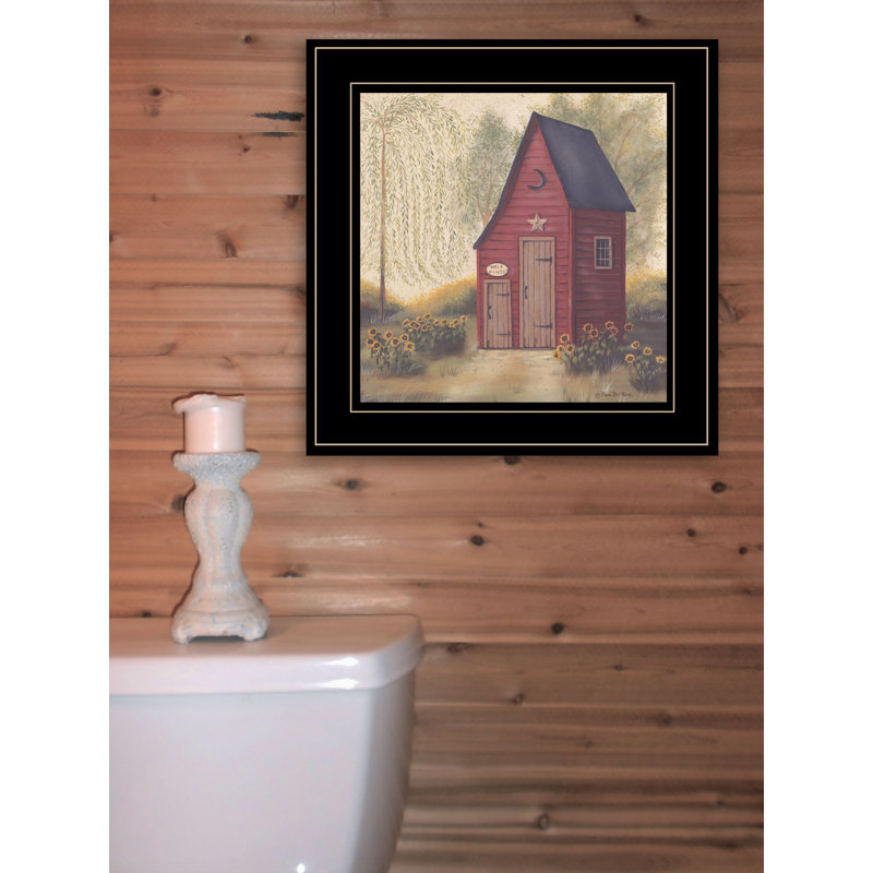 "Folk Art Outhouse II" par Pam Britton, prêt à accrocher, reproduction encadrée, Noir