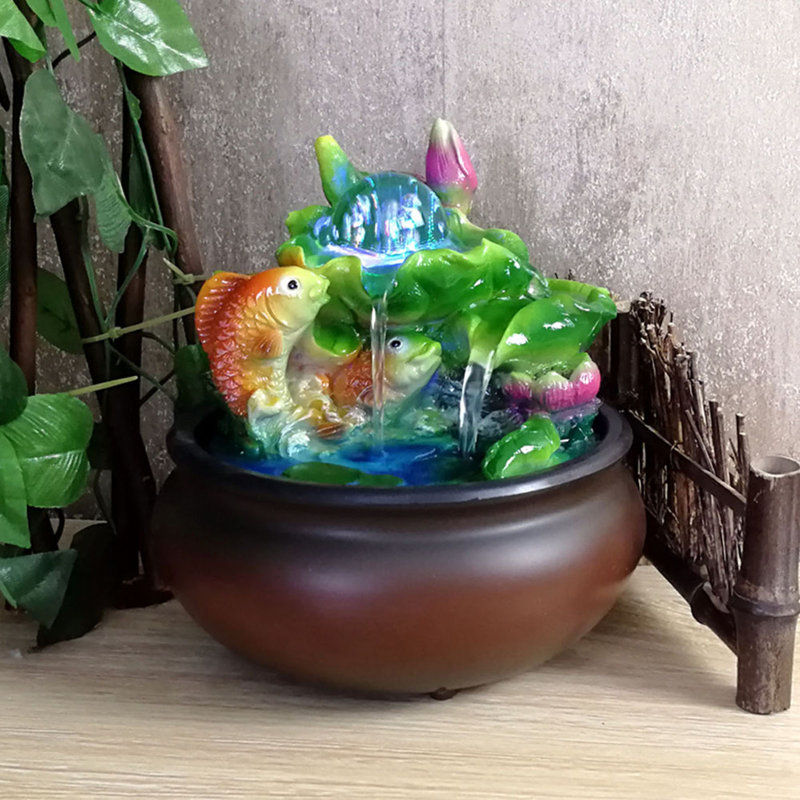 Fontaine de table, cascade intérieure, étang à poissons, boule tournante, méditation, dispositif de relaxation de l'eau pour le bureau personnel