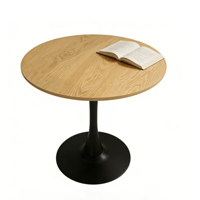 (natural Wood Color) Round Table, ∅31.5'' Modern Dining Table, Dining Table,mdf Top And Steel Base Tulip Round Kitchen Table,kitchen Table, Mid Centur