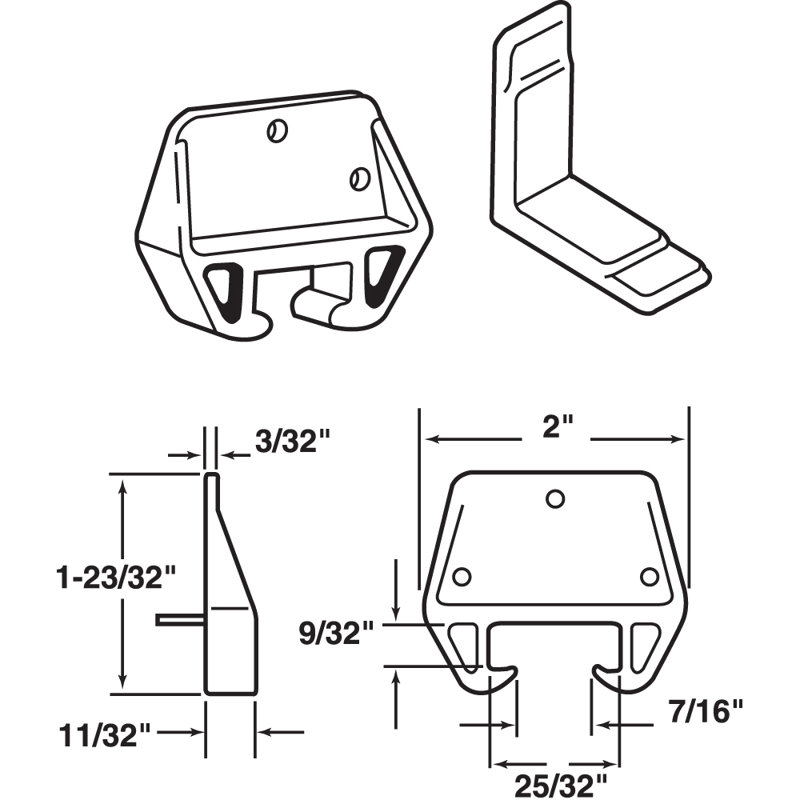 Prime-Line Drawer Track Guide Kit, 7/16 in.