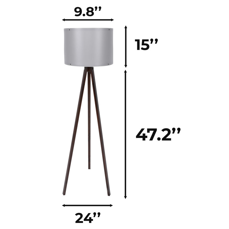 Tripod Floor Lamp, Walnut, Gray