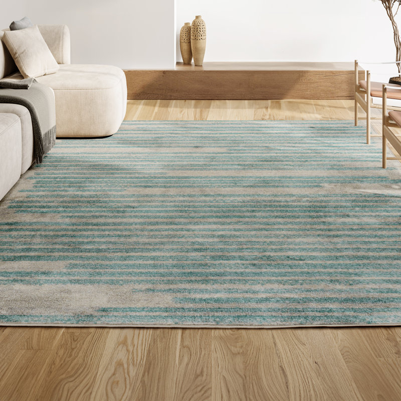Tapis crème / turquoise Kaylonie, Rectangulaire 3 pi x 5 pi
