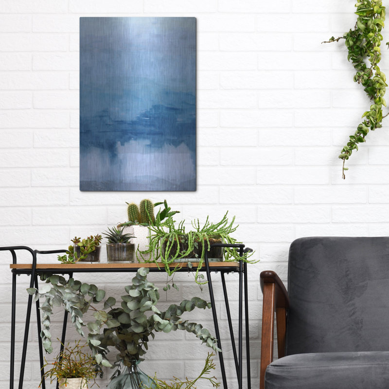 Ivy Bronx «Cerulean Abstract» par Marta Wiley, art mural en métal, H 16 po x l 12 po