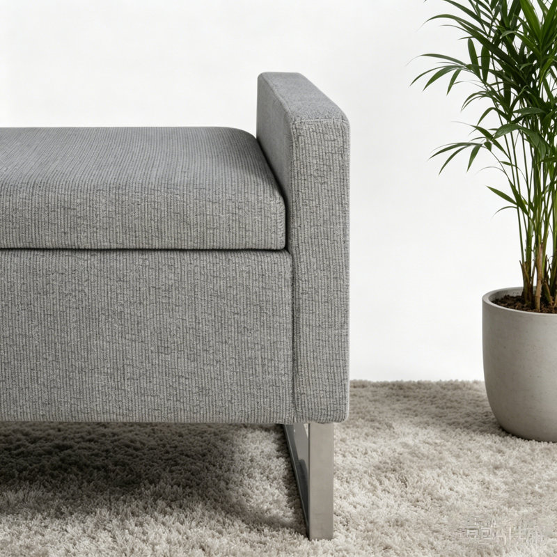 Nash 47" Upholstered Entryway Bench with Storage & Metal Base