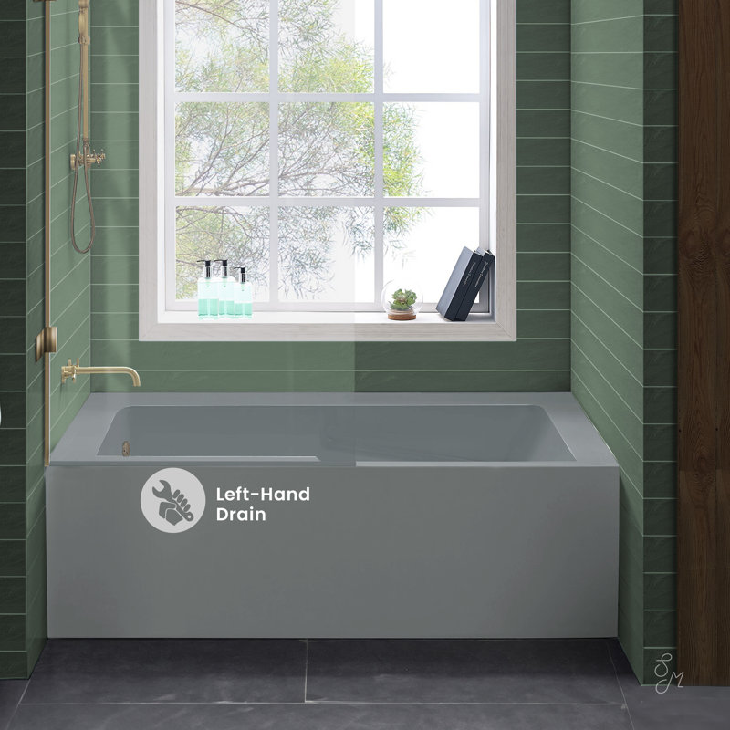 Baignoire en alcôve avec tablier gris mat 60 po x 32 po Voltaire, Gauche