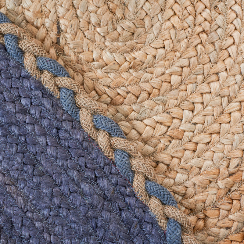 Tapis en jute / coton tissé à la main Treiber, Ovale 3 pi x 5 pi