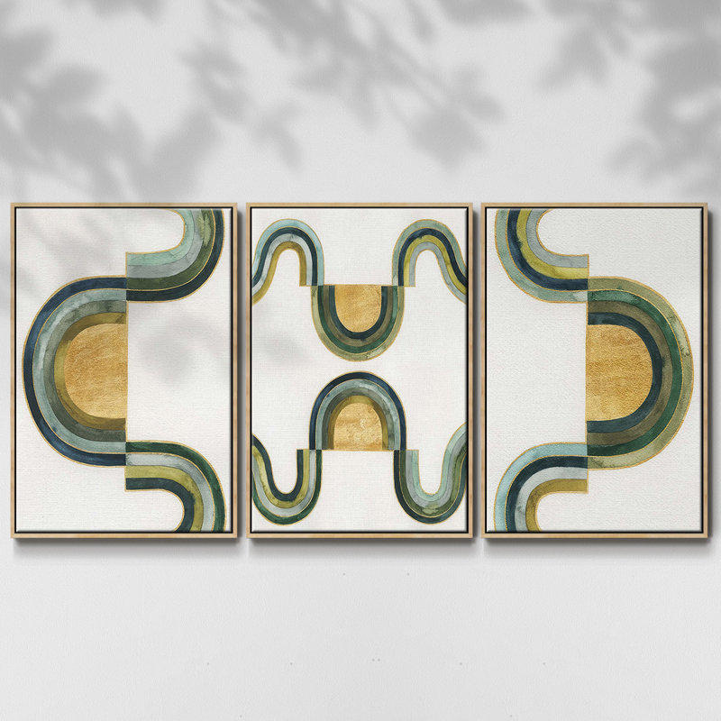 Analogous Arches I, ensemble de 3 toiles encadrées, Naturel, H 27 po x l 54 po