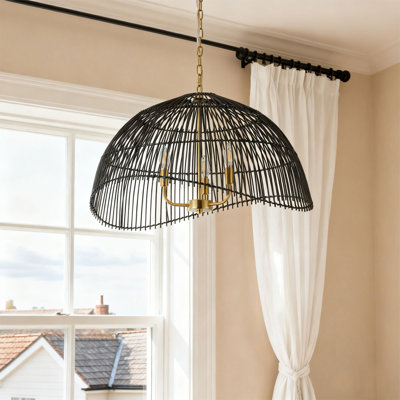 3-Lamp Black Vine Weaving Dimmable Pendant Light