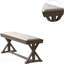Banc de salle à manger 1 pièce - Bois massif de style contemporain avec placage, siège à coussin crème, pieds uniques