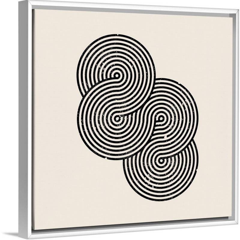 RetroGeo - Swirls II - reproduction sur toile, H 32 po x l 32 po x P 1,75 po, Cadre flottant blanc