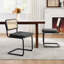 Crumley 47.8cm Dining Chair with Natural Rattan Backrest, Upholstered Seat and Steel Frame(Set of 2)-1429687642