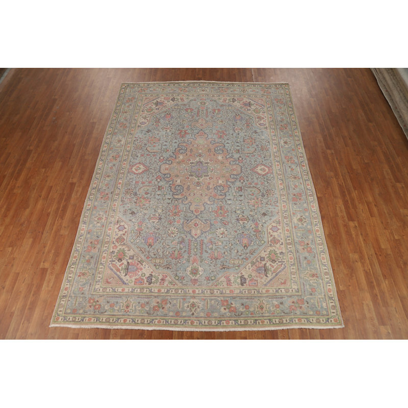 Tapis bleu géométrique 8 x 11 po