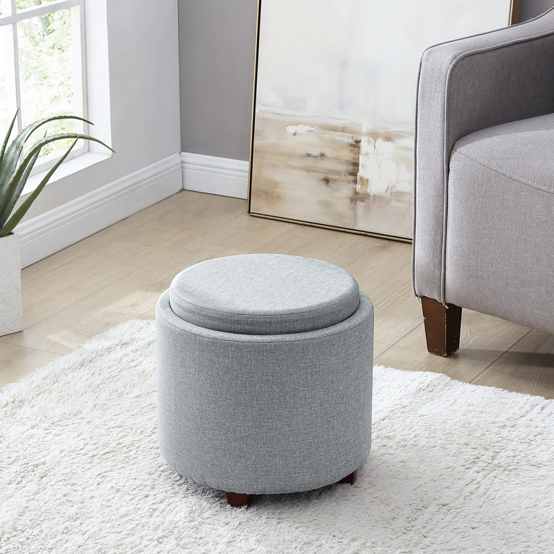Ludine Upholstered Ottoman, Gray Linen