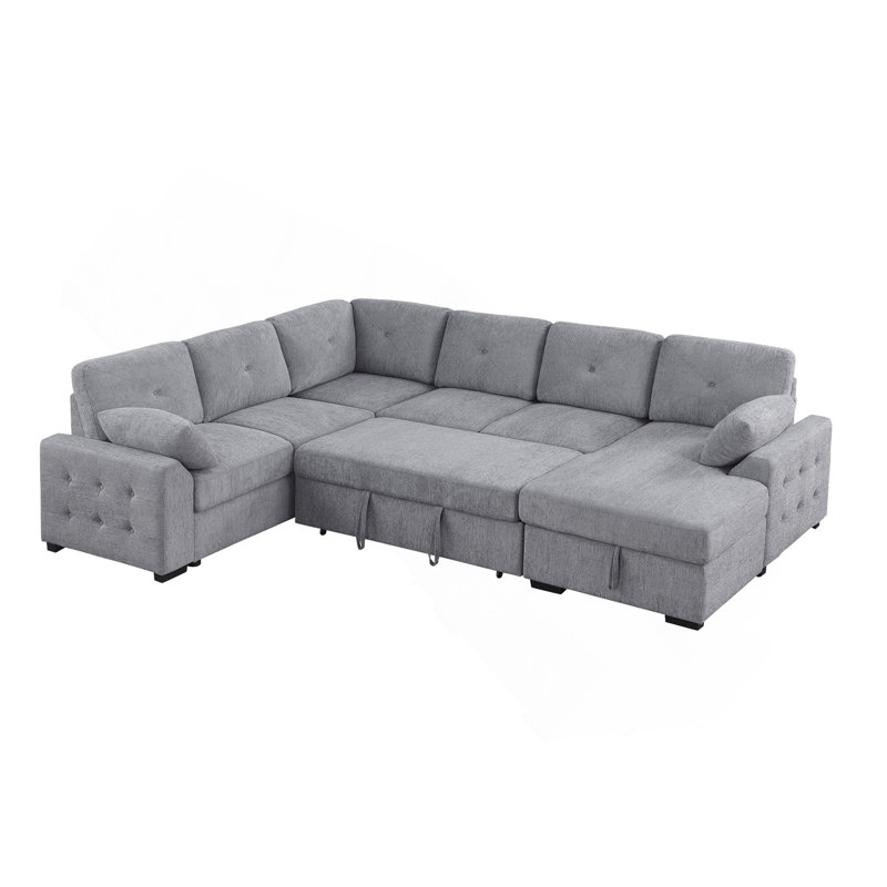 Canapé modulaire en coin rembourré avec causeuse et rangement Nyhan