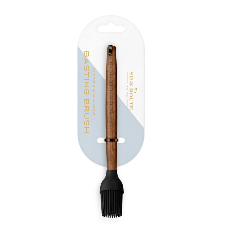 Acacia Wood Silicone Basting Brush, Black