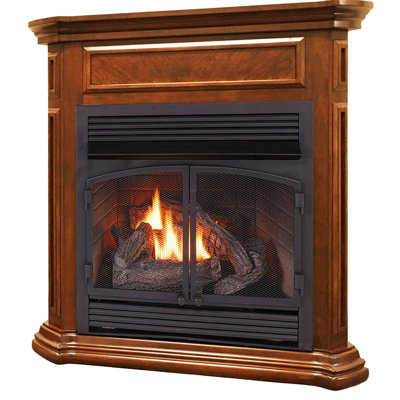 Duluth Forge Dual Fuel Ventless Gas Fireplace With Mantel - 32,000 BTU, Apple Spice Finish