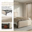 Structure de lit tapissier moderne Alviera avec tête et pied de lit, lit plateforme grand avec rangement sous le lit, capacité de 800 lb, beige-164458301
