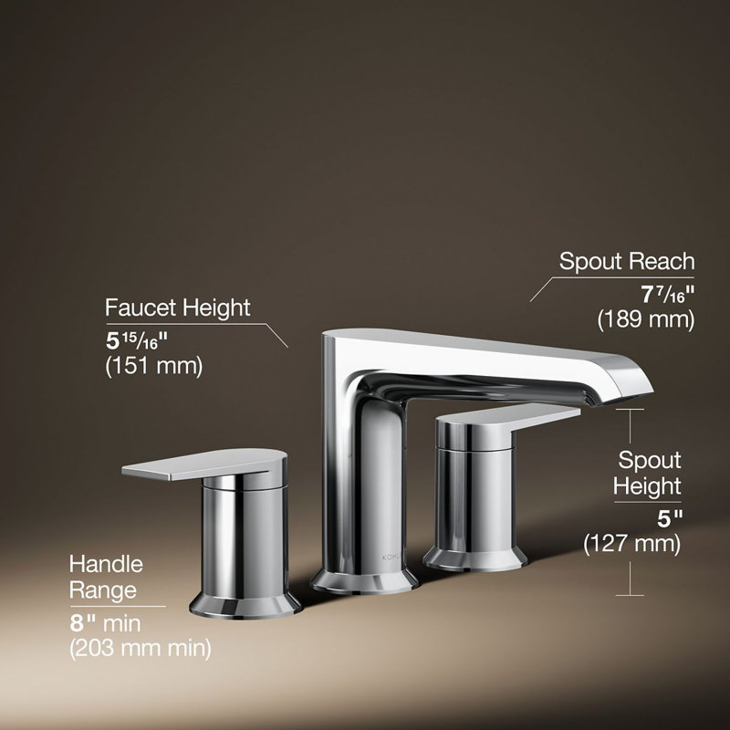 Hint Two-Handle Deck-Mount Bath Faucet Trim, Polished Chrome