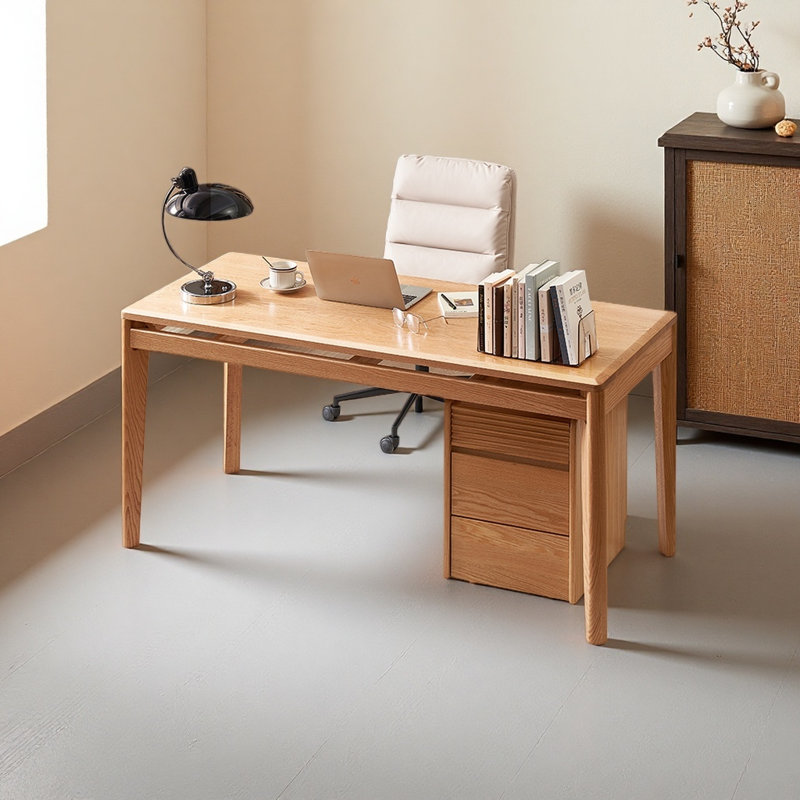 Grand bureau moderne en bois de chêne massif, H 29,52 po x l 62,99 po x P 27,55 po