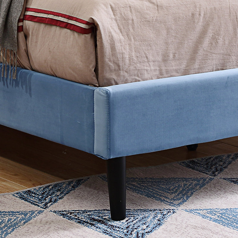 Upholstered Platform Bed, Light Blue, Queen