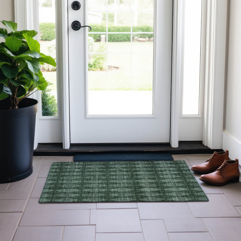 Fayme Flatweave Washable Geometric Indoor / Outdoor Rug, Rectangle 1'8" x 2'6"