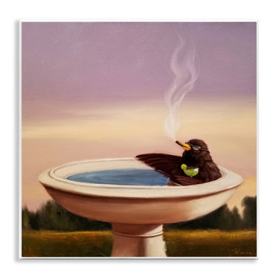 «Birdbath Best Life Animal Alcoour Humor Bird Margarita» par Lucia Heffernan - impression d'art graphique