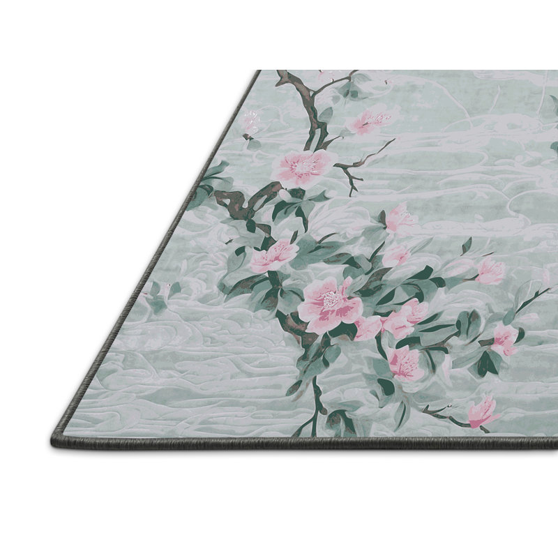 Tapis gris soyeux et moelleux, Rond 6 pi