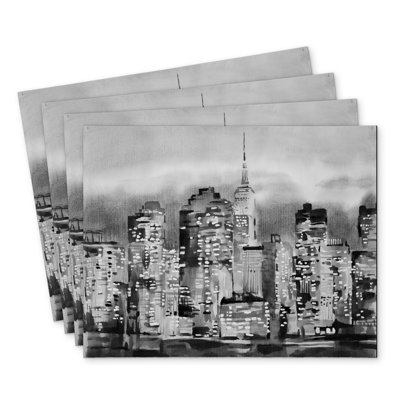 Watercolor Cityscape Polyester Masvingo Set of 4 - Home Decor