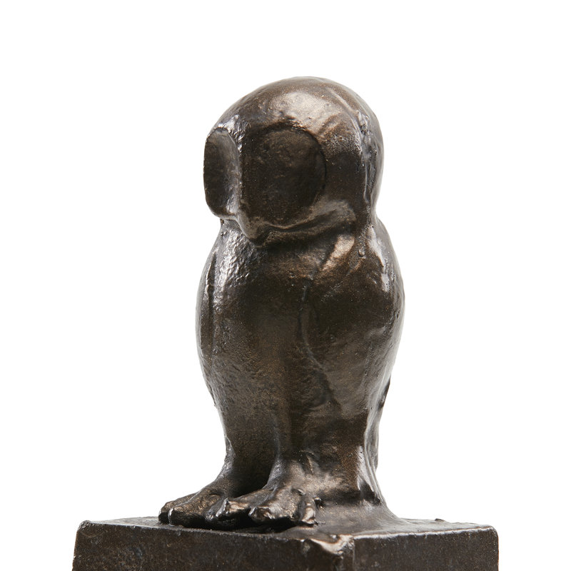 Owl Statue, Bronze/White