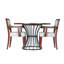 42-Inch Round 3-Piece Dining Set with 2 Upholstered Armchairs, Oak Veneer Tabletop and Classic Black Pedestal Base, Walnut-Finish Frames, Beige Fabric Seats, Rustic-Modern Style